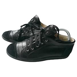 Chanel-CHANEL T leather trainers39-Black