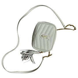 Yves Saint Laurent Bolsa Crossbody Lou Couro Creme Cru