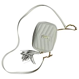 Yves Saint Laurent Lou Umhängetasche Leder Creme Roh