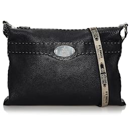 Fendi-Fendi Sac à bandoulière en cuir Selleria noir-Noir