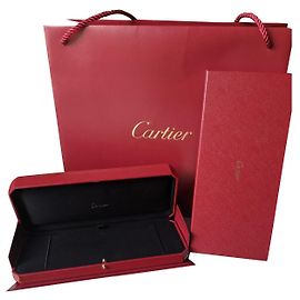 Cartier flexible bracelet bangle watch long lined box paper bag Red
