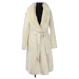 * [Gebraucht] ERMANNO SCERVINO Angora-Strickpelz-Farben-Mantel außen lang mit Schleifengürtel 40 Weiß Weiß