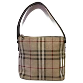 Burberry-Sac vintage Burberry Nova Check en cuir et suède-Multicolore,Beige