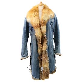 *[Used] Ermanno Scervino | fur denim coat | 42 | indigo Blue