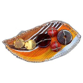 Excelente broche de strass Miu Miu Marrom Laranja