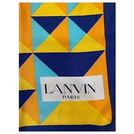 Foulard Lanvin En Soie - Modèle Carré Bandana Bleu - Occasion Femme
