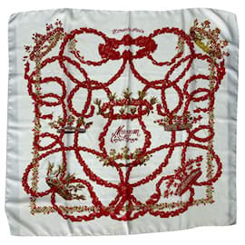 Hermès-Silk scarves-White,Red