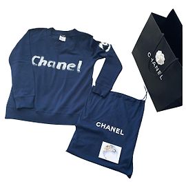 Sweatshirt Chanel Édition Christmas Bleu Marine Coton Bleu Marine