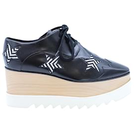 Stella Mc Cartney-Stella McCartney Elyse Star Platform Lace Up Derby em couro preto-Preto