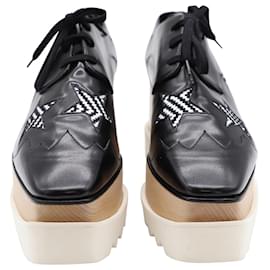 Stella Mc Cartney-Stella McCartney Elyse Star Platform Lace Up Derby in Black Leather-Black