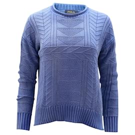 Ralph Lauren-Polo Ralph Lauren Zopfmuster-Pullover aus blauer Baumwolle-Blau