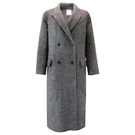 Sandro Juno lined-Breasted Coat In Grey Wool Grey