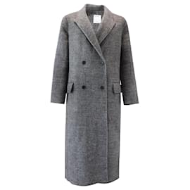 Sandro-Sandro Juno lined-Breasted Coat In Grey Wool-Grey