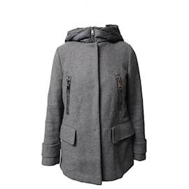 Moncler-Abrigo Moncler Euphemia con chaleco acolchado en lana virgen gris-Gris