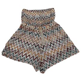 Autre Marque Missoni Mare Chevron Knit Strapless Romper in Multicolor Cupro Multiple colors