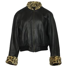 Giorgio Armani Bomber Jacket in Black Leather Black