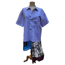 Balenciaga-Sublime Balenciaga silk scarf dress-White,Blue,Multiple colors