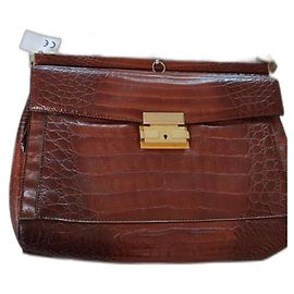 Lancel Briefcase Caramel Exotic Leather Caramel