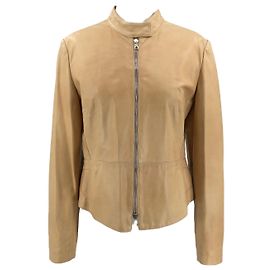 Brunello Cucinelli Lederjacke in Sand Weiß Roh