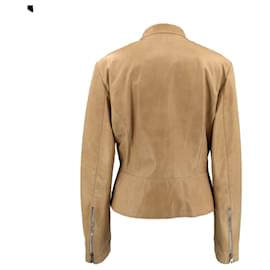 Brunello Cucinelli-Brunello Cucinelli leather jacket in sand-White,Cream