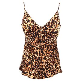 Roberto Cavalli 2003 canotta in seta marrone animalier astratto Marrone
