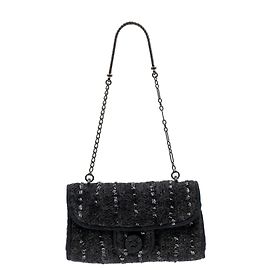 Ermanno Scervino shoulder bag in black tweed with black sequins Black