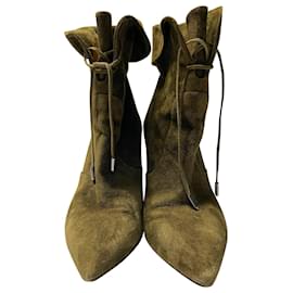 Aquazzura-Aquazzura x Olivia Palermo Stiletto Boots in Green Suede-Green