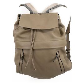 Brunello Cucinelli backpack in green leather with silver Precious beaded straps Green