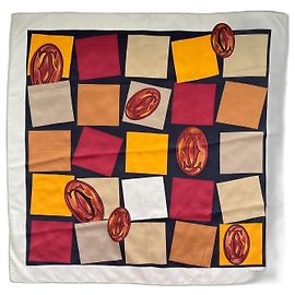 Cartier Sciarpa 90 X 90 cm Rosso Beige Giallo