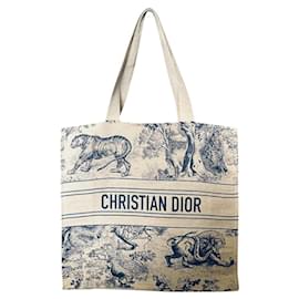 Christian Dior-Tote / bolso de mano Christian Dior Riviera-Beige,Azul marino