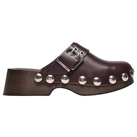 Ganni Zoccolo retrò in pelle bordeaux Rosso Bordò