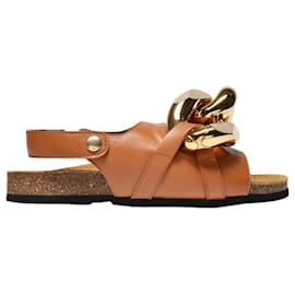 JW Anderson-Chain women | shoes | sandals in Brown Leather-Brown