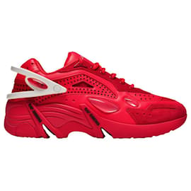 Raf Simons-Cylon 21 Baskets in Red Microfiber-Red