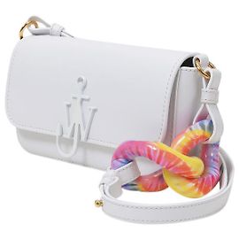 JW Anderson Borsa Baguette Anchor Tie Dye Chain in Pelle Bianca Bianco