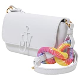 JW Anderson-Tie Dye Chain Baguette Anchor Bag in White Leather-White