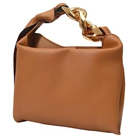JW Anderson-Small Chain Hobo Bag in Brown Leather-Brown