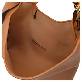 JW Anderson-Small Chain Hobo Bag in Brown Leather-Brown