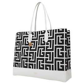 Balmain Saco de compras M dobrado em canvas Monogram Outro