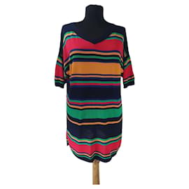 Autre Marque Pull Long Fin à Manches Courtes Stefanel en Coton Multicolore