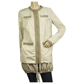 Moncler-MONCLER Yukari Giubbotto beige light raincoat asymmetric jacket removable hood 1-Beige