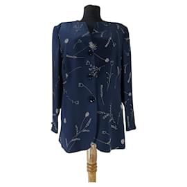 Akris Blue Silk Blazer Blue Navy blue