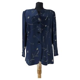 Blazer Akris de seda azul Azul Azul marinho