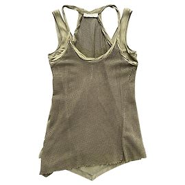 Top a capas Donna Karan Khaki Algodón Caqui