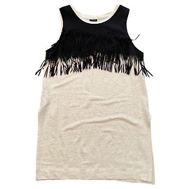 Pinko Tank Top Black and Beige Linen and Polyester Black Beige
