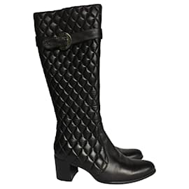 Balmain-Vintage: Quilted Leather Boots-Black
