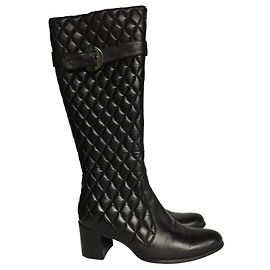 Balmain Vintage: botas de couro acolchoadas Preto