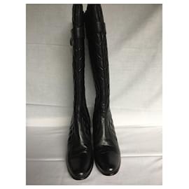 Balmain-Vintage: botas de cuero acolchadas-Negro