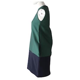 Céline-[Used] Celine Phoebe period Ladies bicolor sleeveless dress / dress Green x Navy 34-Green,Navy blue