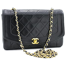 Chanel-CHANEL Diana Flap Chain Shoulder Bag Crossbody Black Quilted Lamb-Black