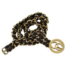 Chanel gefütterte Kette & Ledergürtel. Gold hardware